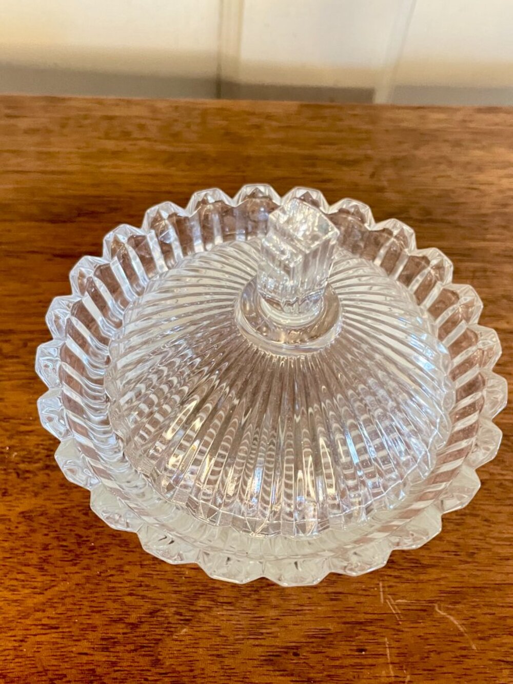 VTG Round Glass Trinket Dish w/ Lid